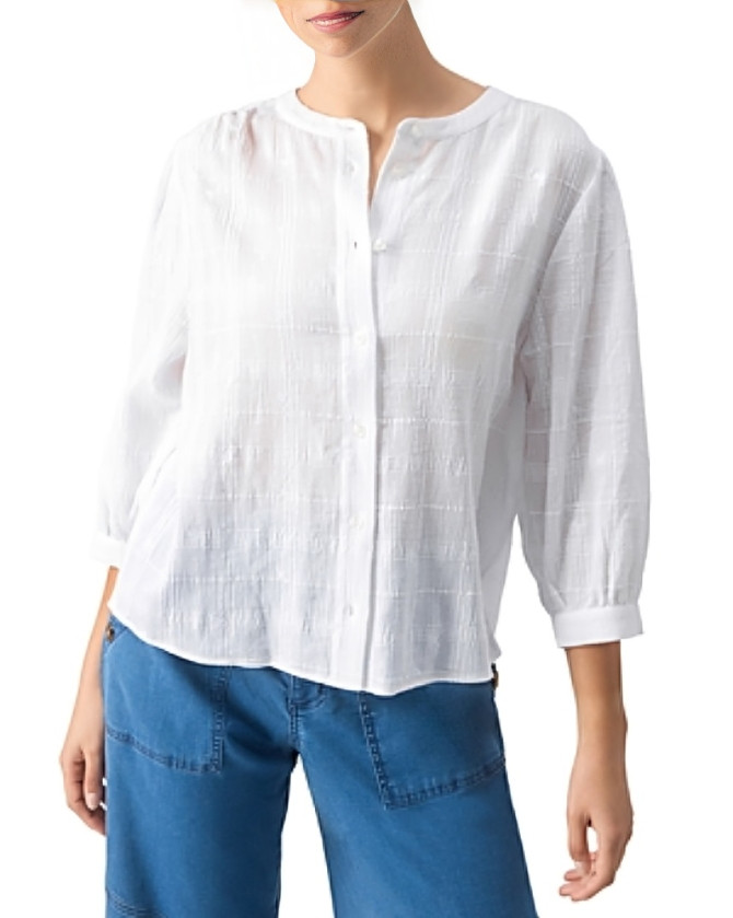 Sanctuary The Femme Shirt Women's XXS White Round Neck Button Front Closures~