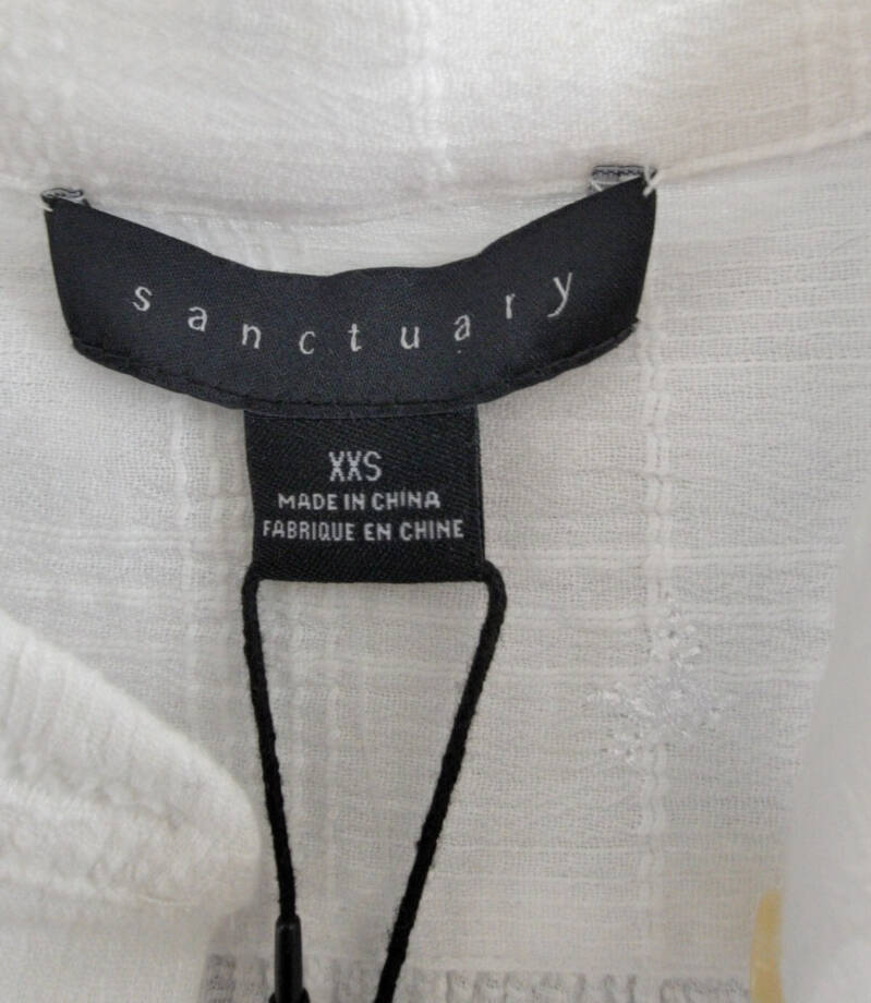Sanctuary The Femme Shirt Women's XXS White Round Neck Button Front Closures~