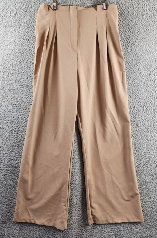 AQUA Pleated Front & Back Wide-Leg Ankle Pants Women's XL Coco Zipper Closure