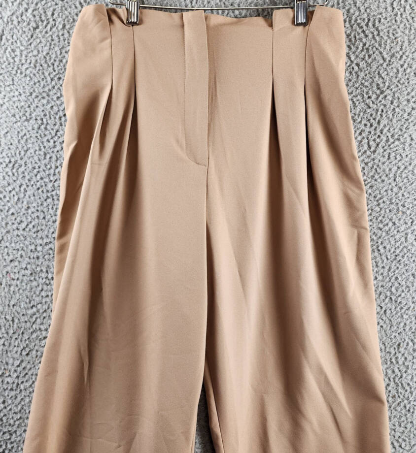 AQUA Pleated Front & Back Wide-Leg Ankle Pants Women's XL Coco Zipper Closure