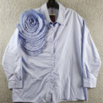 N By Nancy Three Dimensional Flower Long Sleeve Top Womens L Blue Button Closure