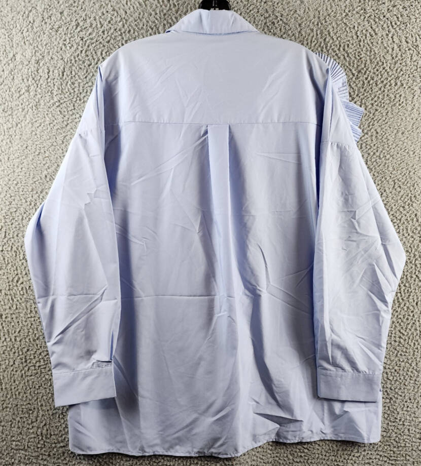 N By Nancy Three Dimensional Flower Long Sleeve Top Womens L Blue Button Closure