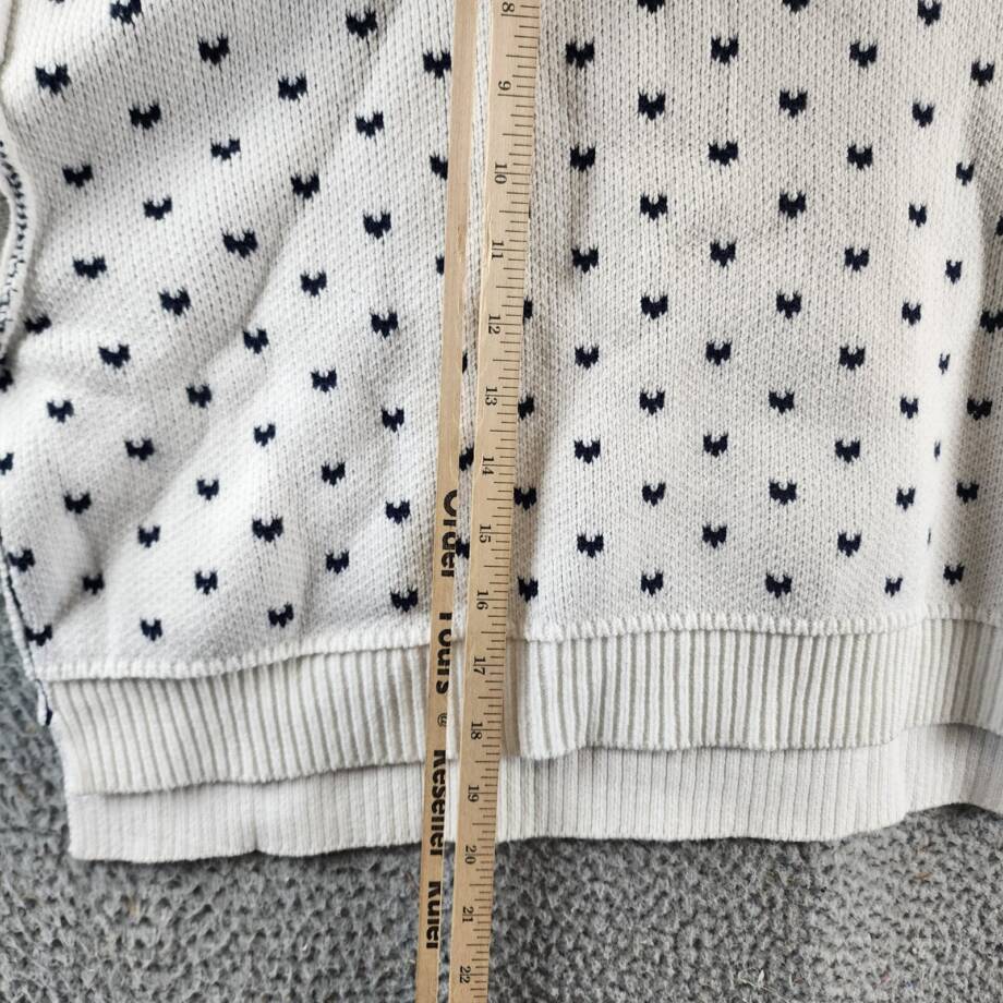 Free People Knit Pattern Easy Street Cropped Sweater Women's M White/Navy L/S