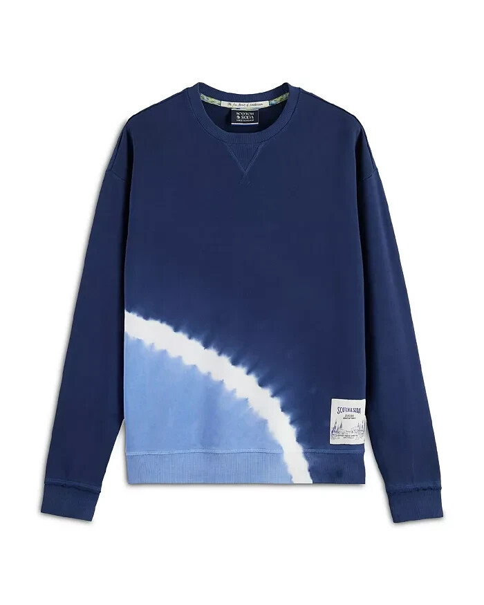 Scotch & Soda Placed Tie Dyed Sweatshirt Mens XL Navy Multi Crewneck Long Sleeve