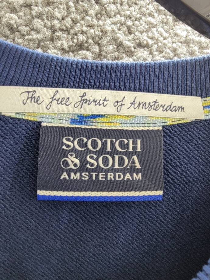 Scotch & Soda Placed Tie Dyed Sweatshirt Mens XL Navy Multi Crewneck Long Sleeve