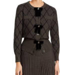 Nancy Yang Cardigan Women's XS Charcoal Round Neck Button Closures Long Sleeves~