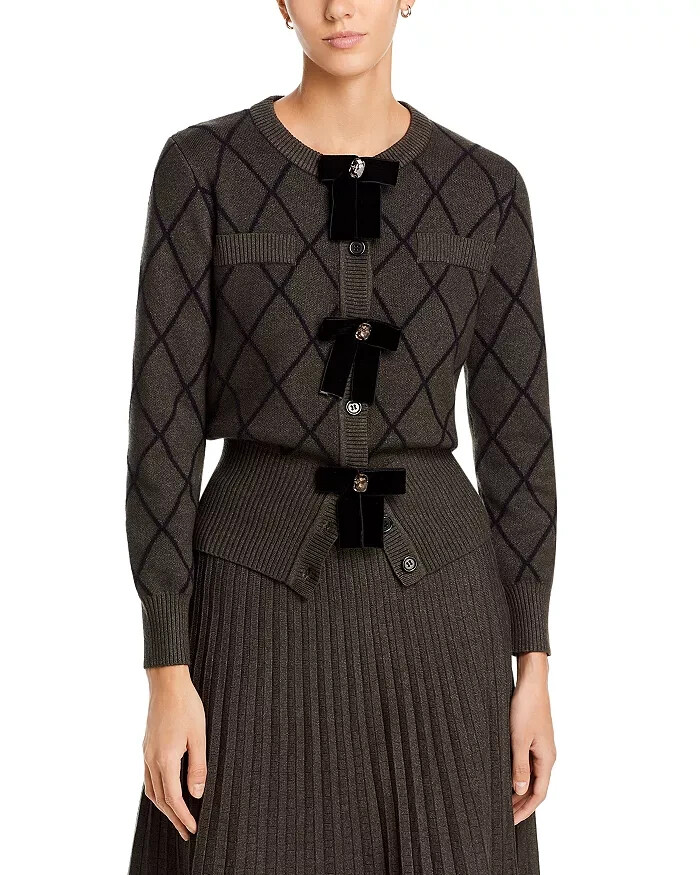 Nancy Yang Cardigan Women's XS Charcoal Round Neck Button Closures Long Sleeves~