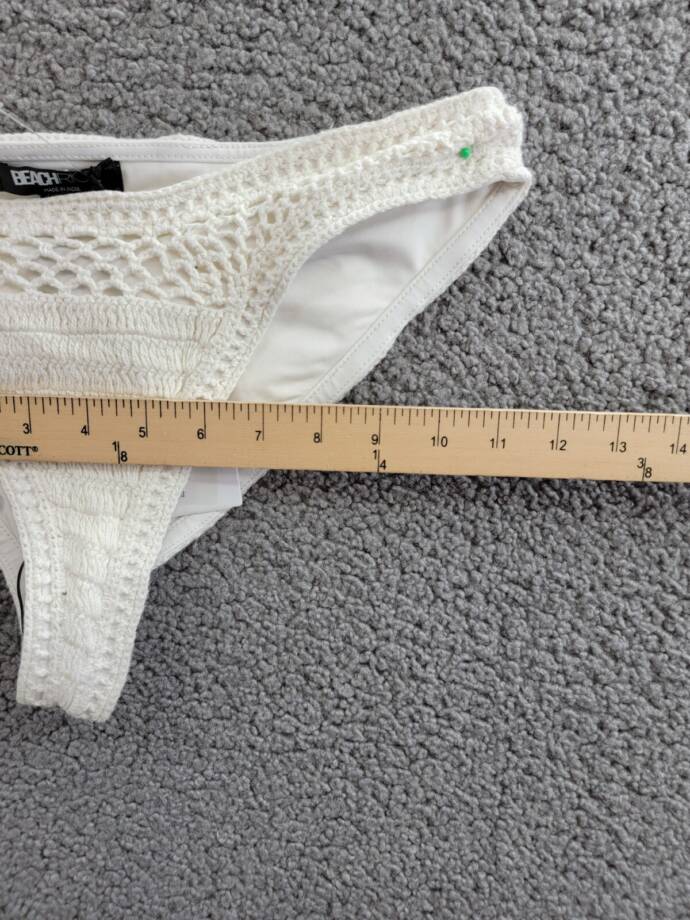 Beach Riot Kaylin Crocheted Bikini Bottoms Women's M White Elastic Waist Pull On