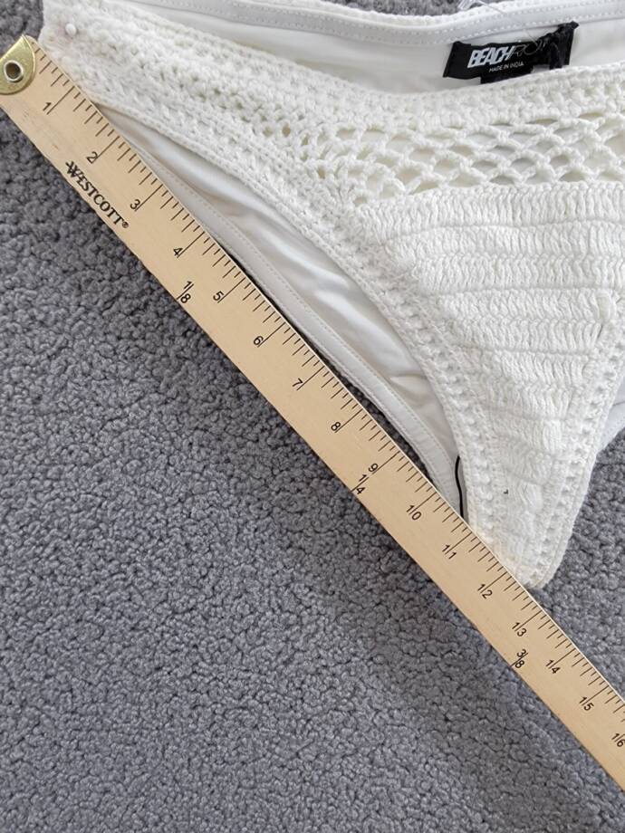 Beach Riot Kaylin Crocheted Bikini Bottoms Women's M White Elastic Waist Pull On