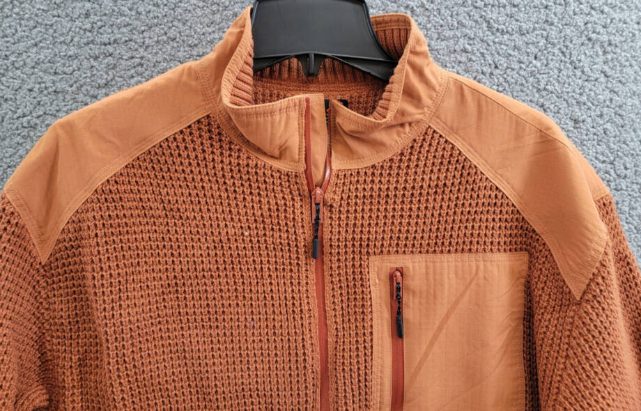 Bass Outdoor Quarter-Zip Long Sleeve Pullover Patch Sweater Men's L Burnt Orange