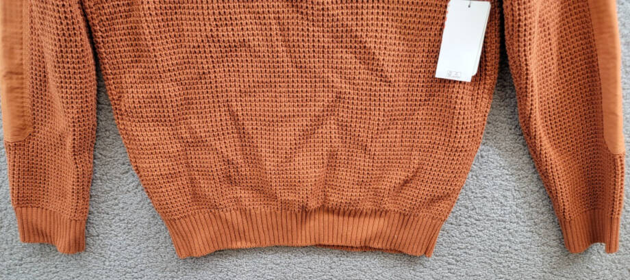 Bass Outdoor Quarter-Zip Long Sleeve Pullover Patch Sweater Men's L Burnt Orange