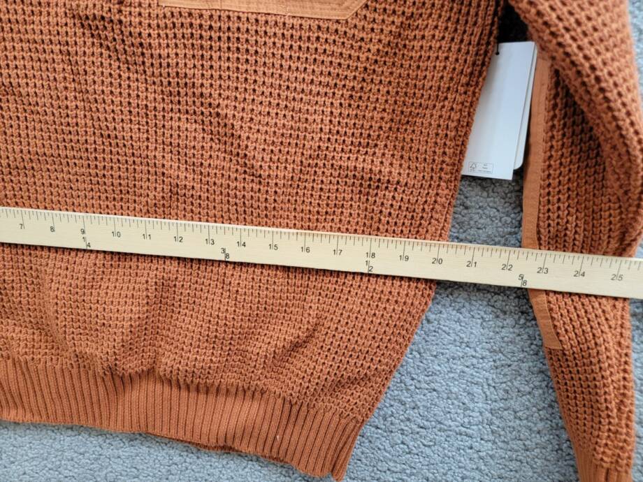 Bass Outdoor Quarter-Zip Long Sleeve Pullover Patch Sweater Men's L Burnt Orange