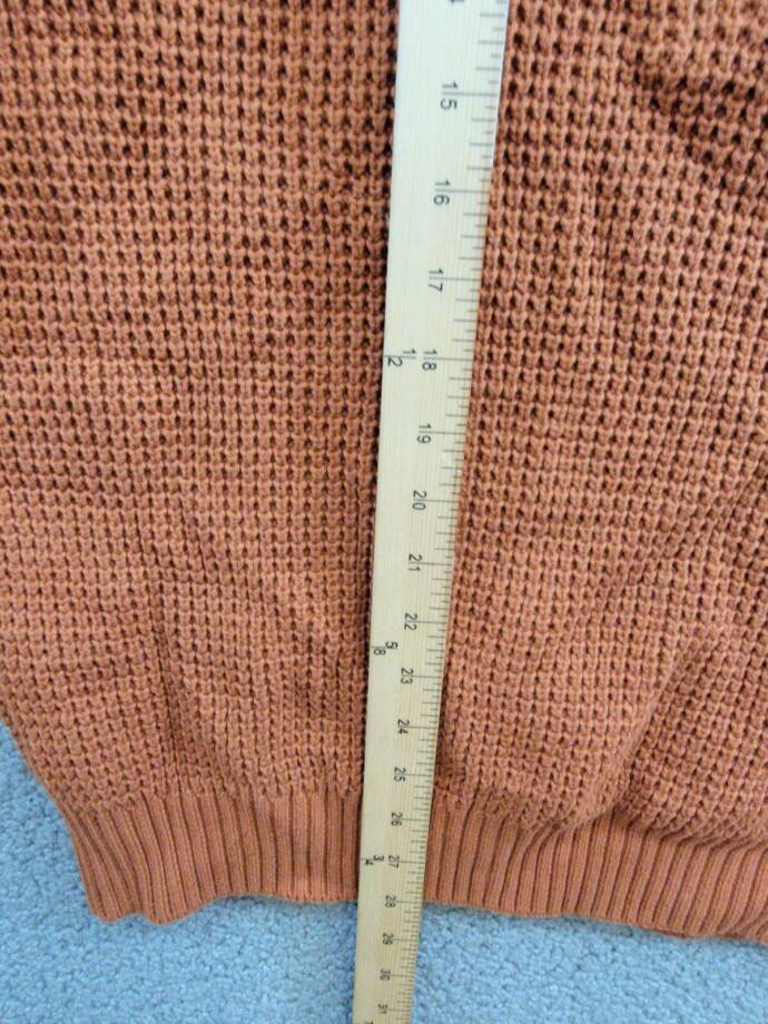 Bass Outdoor Quarter-Zip Long Sleeve Pullover Patch Sweater Men's L Burnt Orange