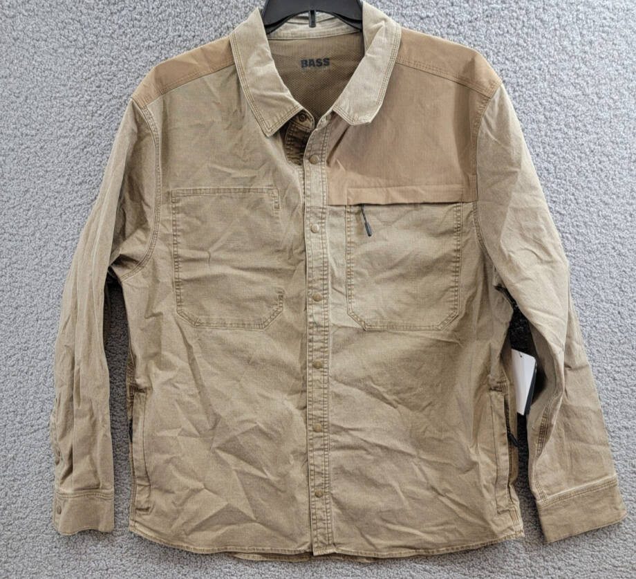 Bass Outdoor Ripstop Utility Shacket Men's L Teak Long Sleeve Snap Closure