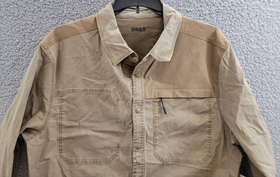 Bass Outdoor Ripstop Utility Shacket Men's L Teak Long Sleeve Snap Closure