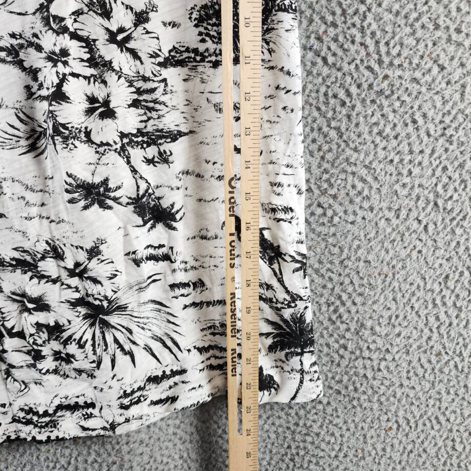 Goldie Palm Print Ringer Tee Women's XS White/Black Crew Neck Short Sleeve