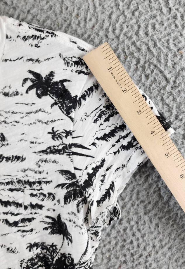 Goldie Palm Print Ringer Tee Women's XS White/Black Crew Neck Short Sleeve