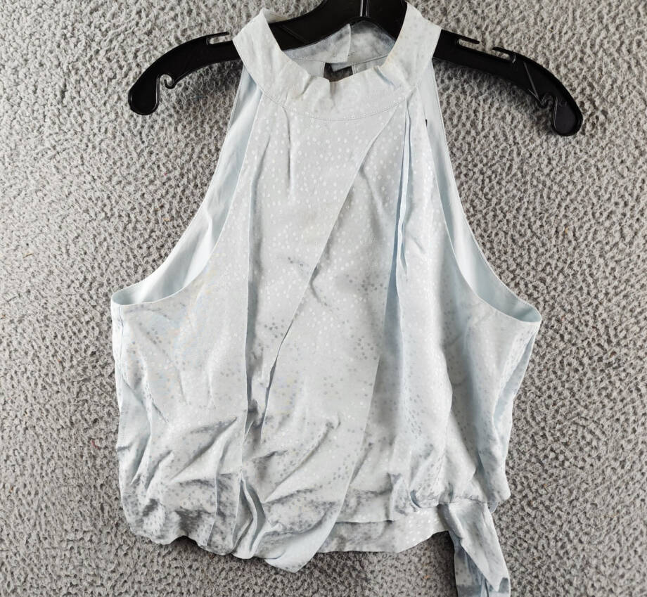 BCBGMAXAZRIA Halter Neck Sleeveless Overdraped Side Tie Top Women's M Blue