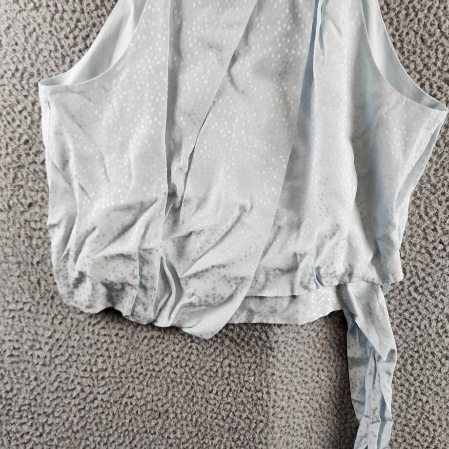 BCBGMAXAZRIA Halter Neck Sleeveless Overdraped Side Tie Top Women's M Blue