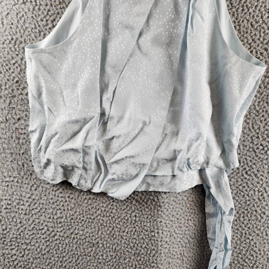BCBGMAXAZRIA Halter Neck Sleeveless Overdraped Side Tie Top Women's M Blue