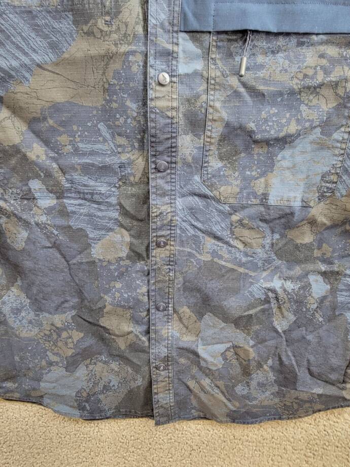 Bass Outdoor Ripstop Utility Shacket Men's L Navy Blazer Rock Camo Snap Closure
