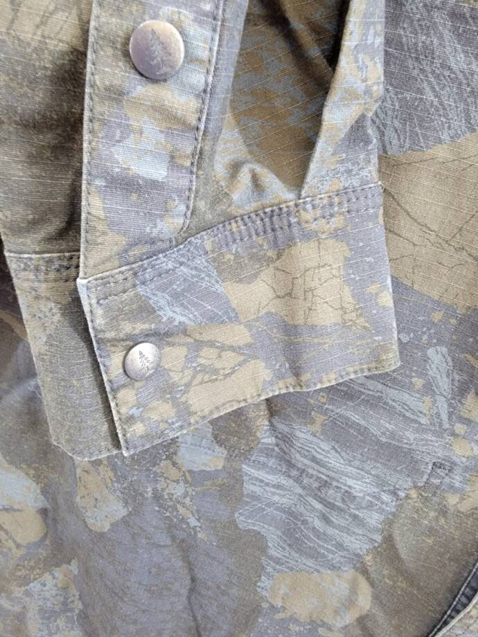 Bass Outdoor Ripstop Utility Shacket Men's L Navy Blazer Rock Camo Snap Closure