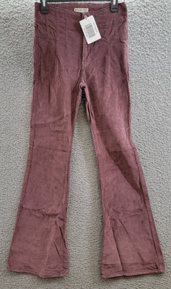 FREE PEOPLE Jayde Cord Flare Jeans Women's 26 Chocolate Truffle Button Closure~