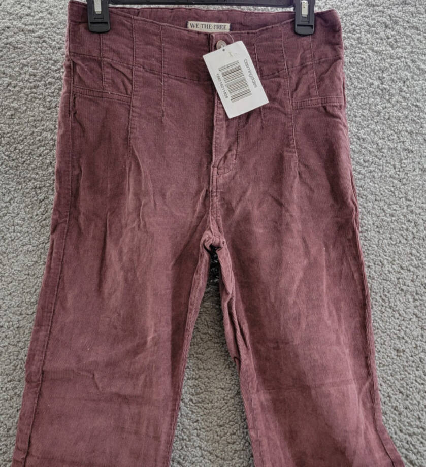 FREE PEOPLE Jayde Cord Flare Jeans Women's 26 Chocolate Truffle Button Closure~