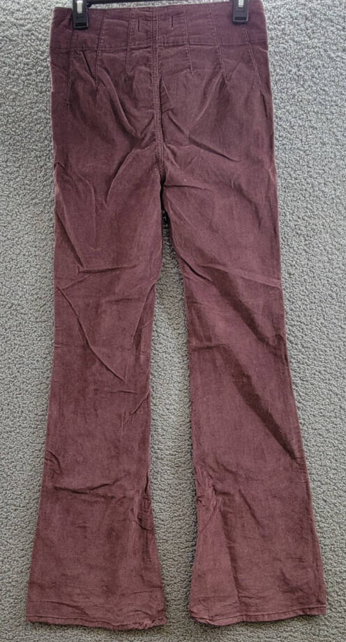 FREE PEOPLE Jayde Cord Flare Jeans Women's 26 Chocolate Truffle Button Closure~