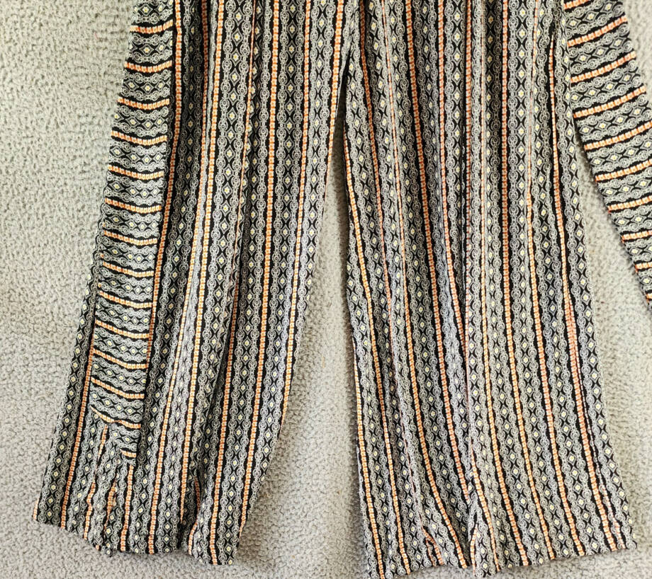Gracia Boho Palazzo Printed Pants Women's M Black Multi Pleated Side Zip Closure