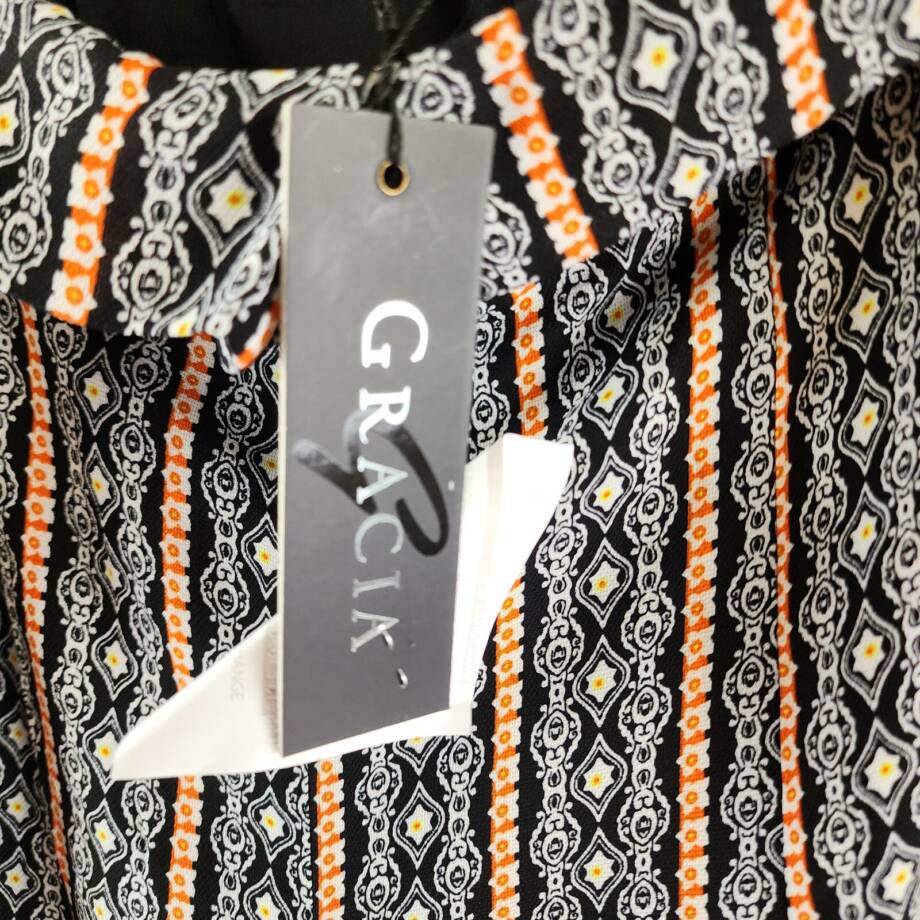 Gracia Boho Palazzo Printed Pants Women's M Black Multi Pleated Side Zip Closure
