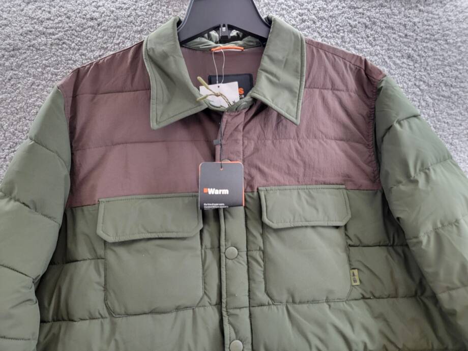 BASS OUTDOOR Colorblocked Padded Shacket Men's XL Green Snap Front Closure L/S