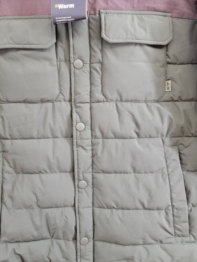 BASS OUTDOOR Colorblocked Padded Shacket Men's XL Green Snap Front Closure L/S