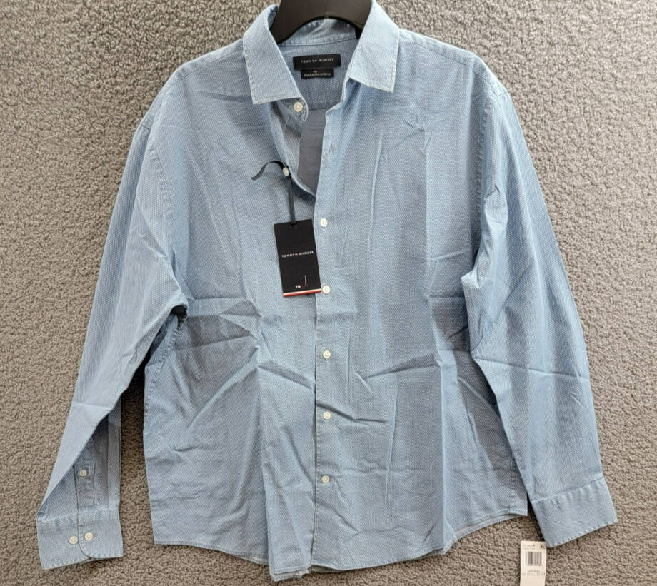 Tommy Hilfiger Regular-Fit Untucked Length Dress Shirt Men's L 16-16.5 32-33