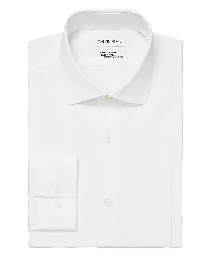 Calvin Klein Infinite Color Regular Fit Dress Shirt Men's M 15-15.5 34-35 White