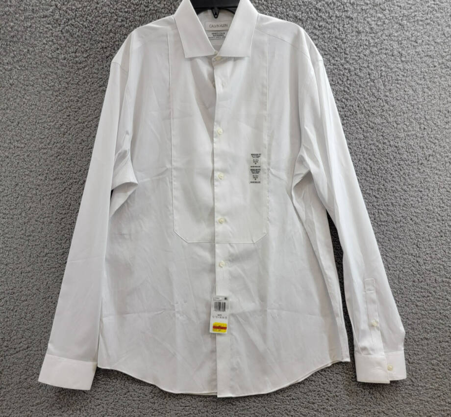 Calvin Klein Infinite Color Regular Fit Dress Shirt Men's M 15-15.5 34-35 White