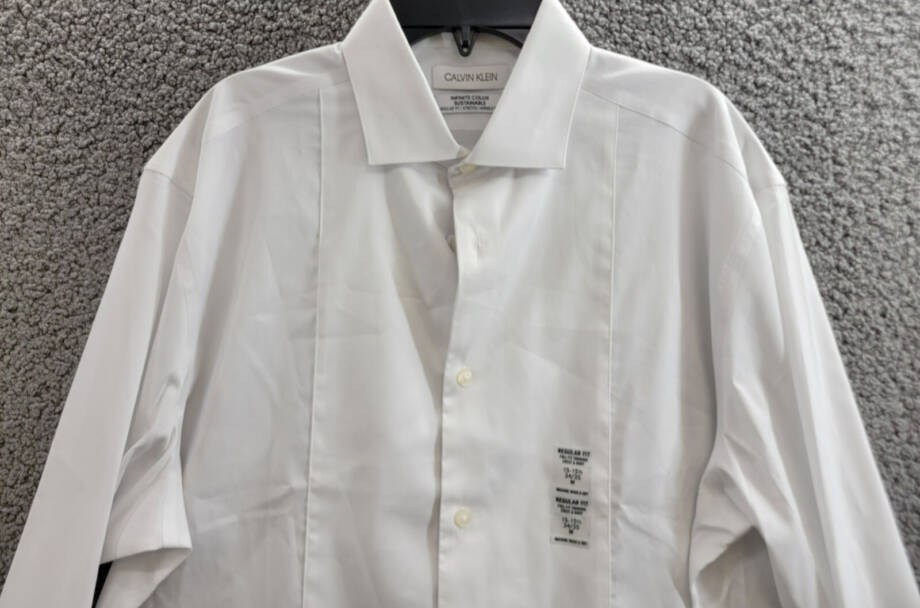 Calvin Klein Infinite Color Regular Fit Dress Shirt Men's M 15-15.5 34-35 White