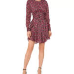 1.STATE Floral-Print Fit & Flare Mini Dress Women's M Multi Button Back Closure