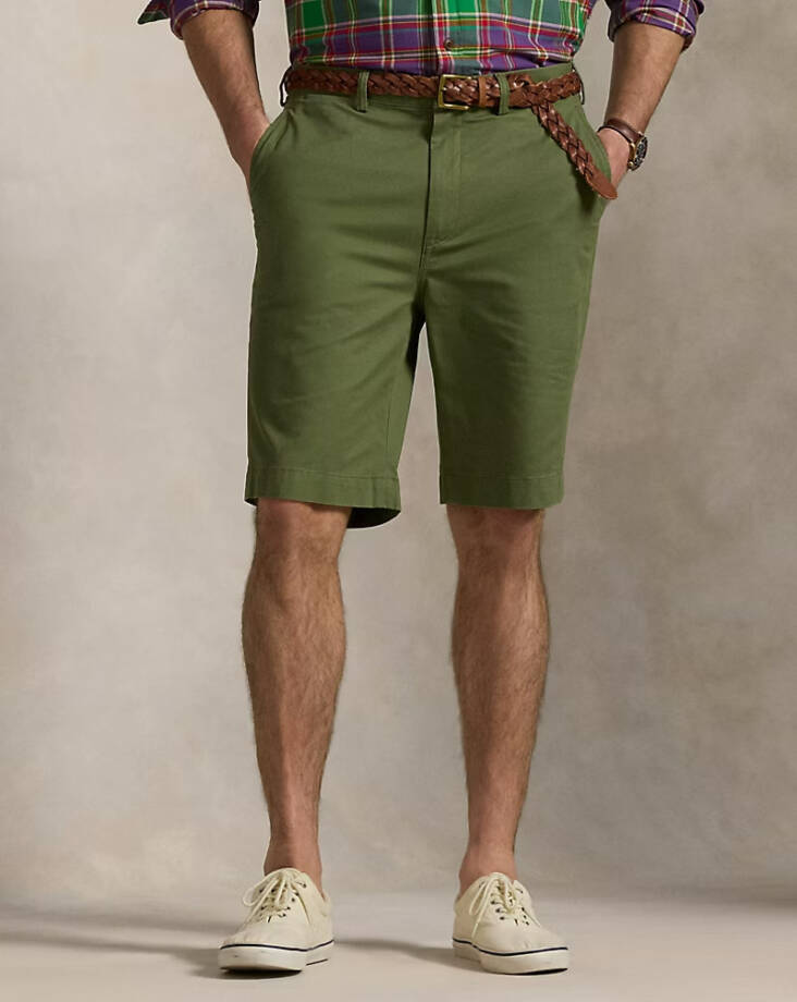 Polo Ralph Lauren Relaxed Fit Twill 10" Short Men's 42 Olive Pockets Button Zip
