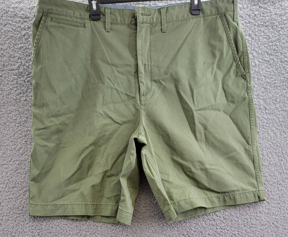 Polo Ralph Lauren Relaxed Fit Twill 10" Short Men's 42 Olive Pockets Button Zip
