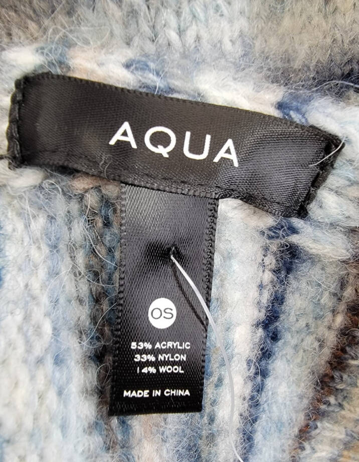 AQUA Wool Blend Space Dye Knit Scarf Women's One Size Blue~