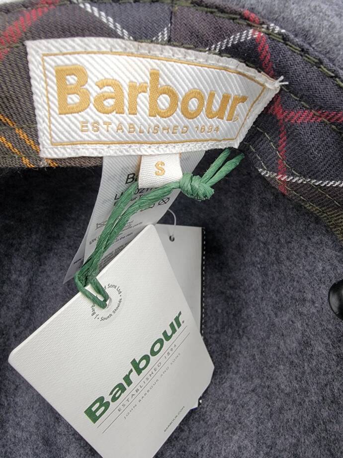 Barbour Tack Fedora Hat Women's S Charcoal Gray Contrast Leather Rope Band