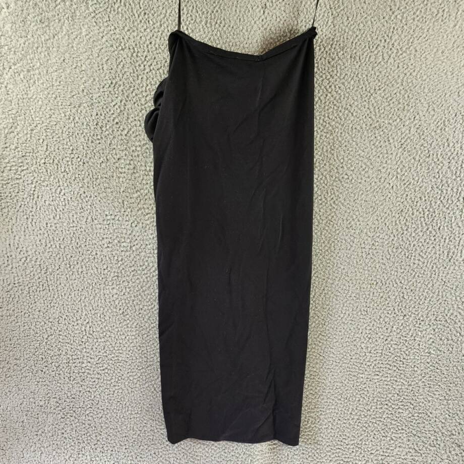 Another Mode Side Slit Rose Applique Skirt Women's S Black Ruched Elastic Waist
