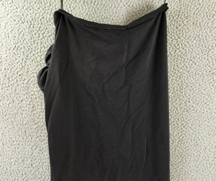 Another Mode Side Slit Rose Applique Skirt Women's S Black Ruched Elastic Waist