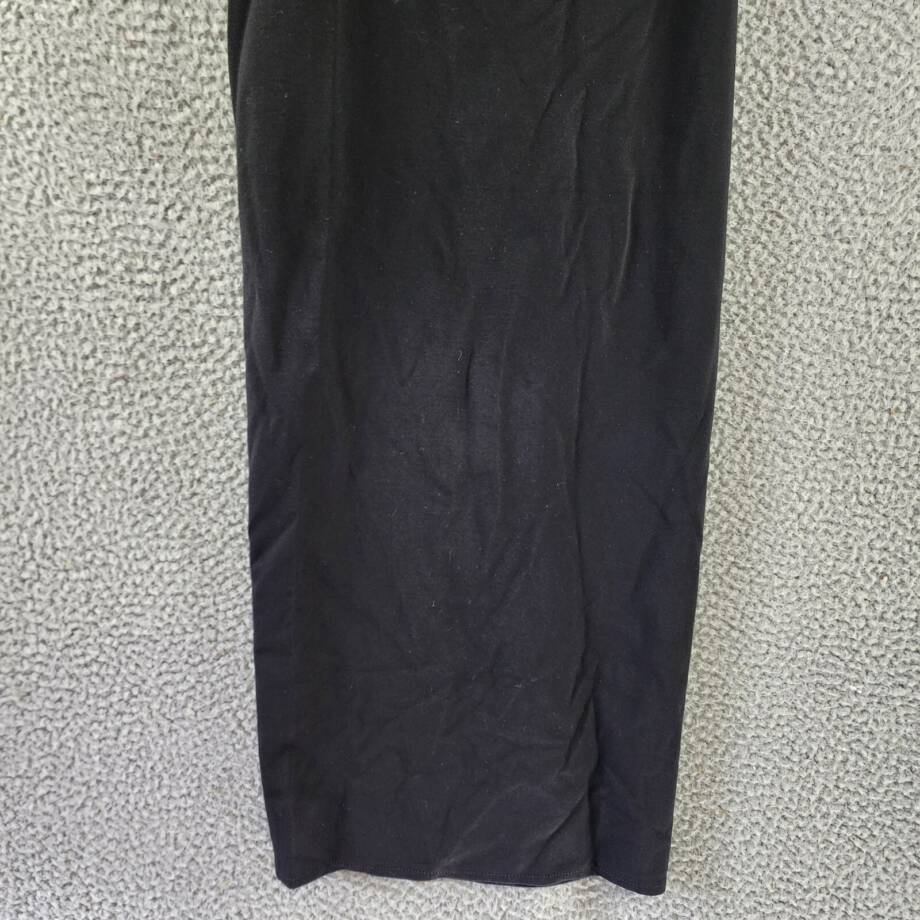 Another Mode Side Slit Rose Applique Skirt Women's S Black Ruched Elastic Waist