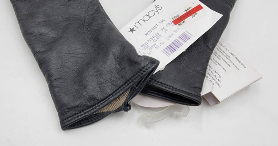 Charter Club Micro Lined Leather Tech Gloves Women's S Black~