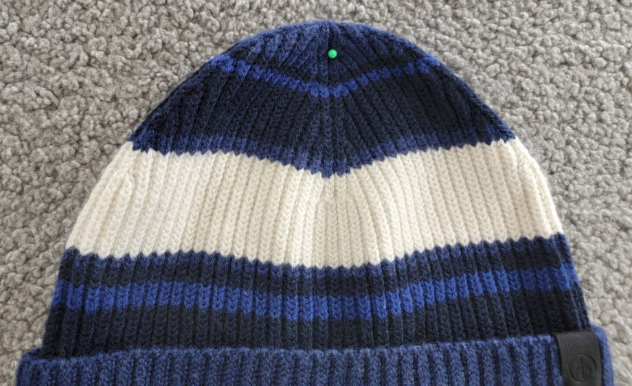 rag & bone Wool Blend Blake Stripe Beanie Womens One Size Blue Multi Folded Edge