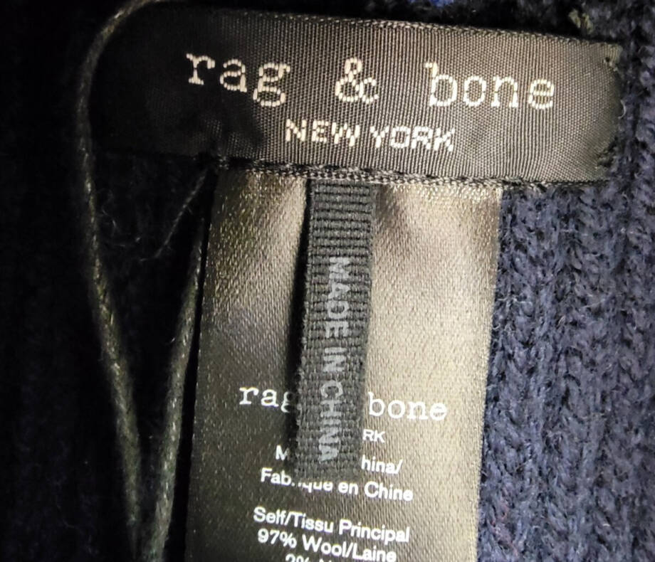 rag & bone Wool Blend Blake Stripe Beanie Womens One Size Blue Multi Folded Edge