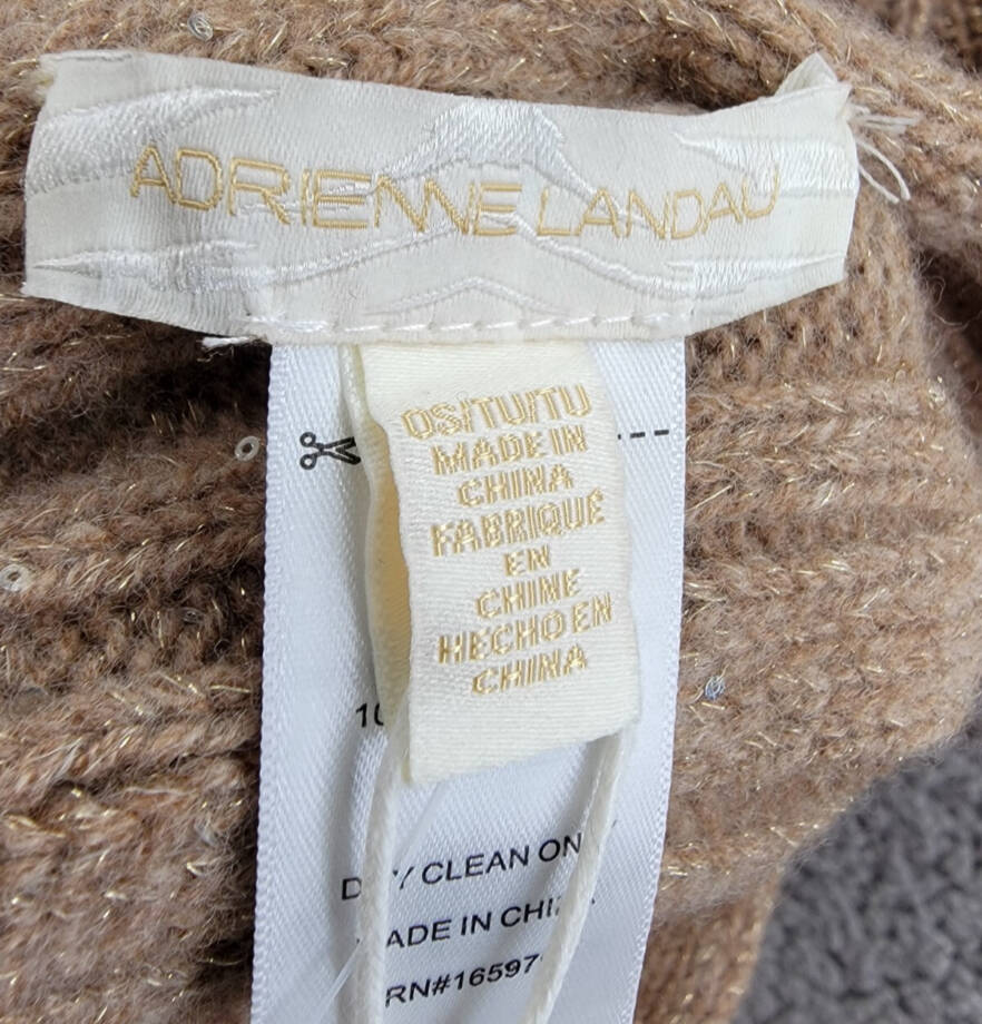 Adrienne Landau Wool The Lyla Scarf Women's One Size Camel Pom-Poms At Ends~