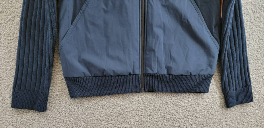 BASS OUTDOOR Mixed Media Zip-Front Hooded Sweater Jacket Men's M Navy Blaze L/S